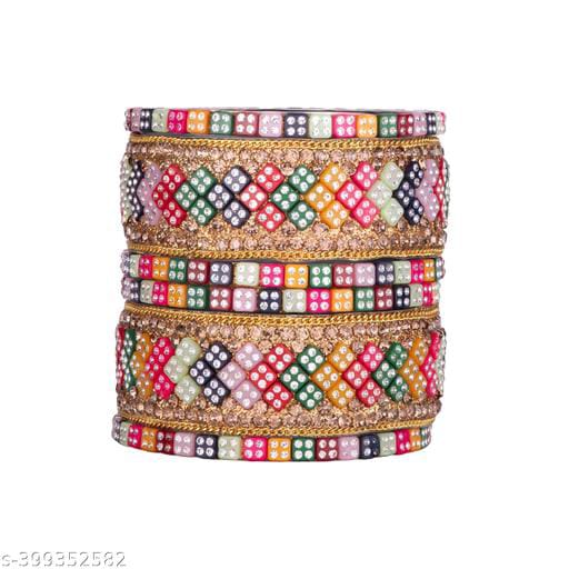 2 piece of Multicolored Crystal Grid Bangle Set