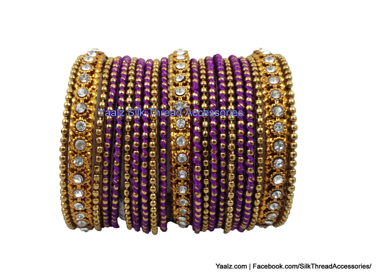 2 piece of Multicolored Crystal Grid Bangle Set