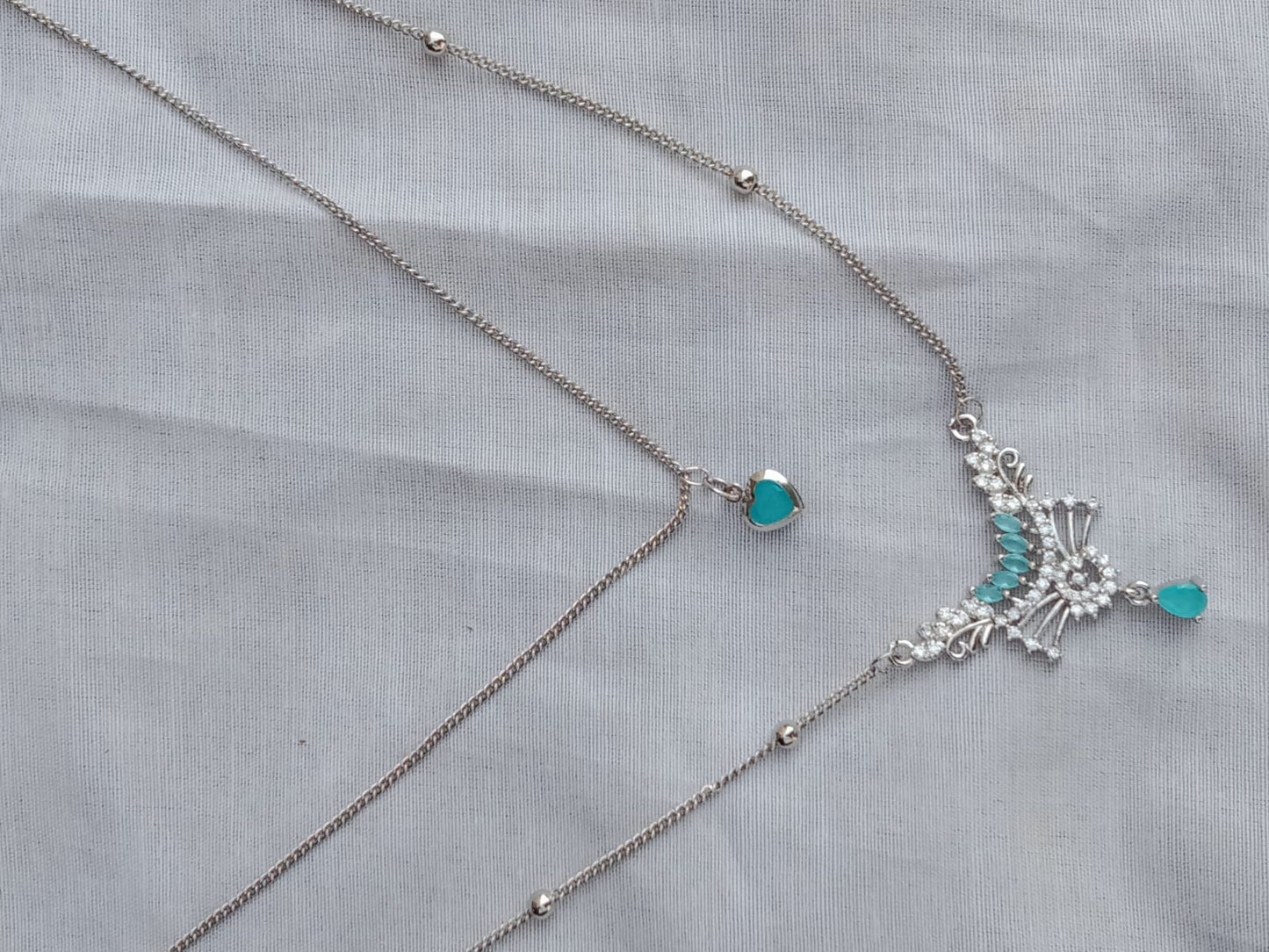 Blue Heart Pendant Dual-Layer Necklace with these beautiful earings in just Rs.1599