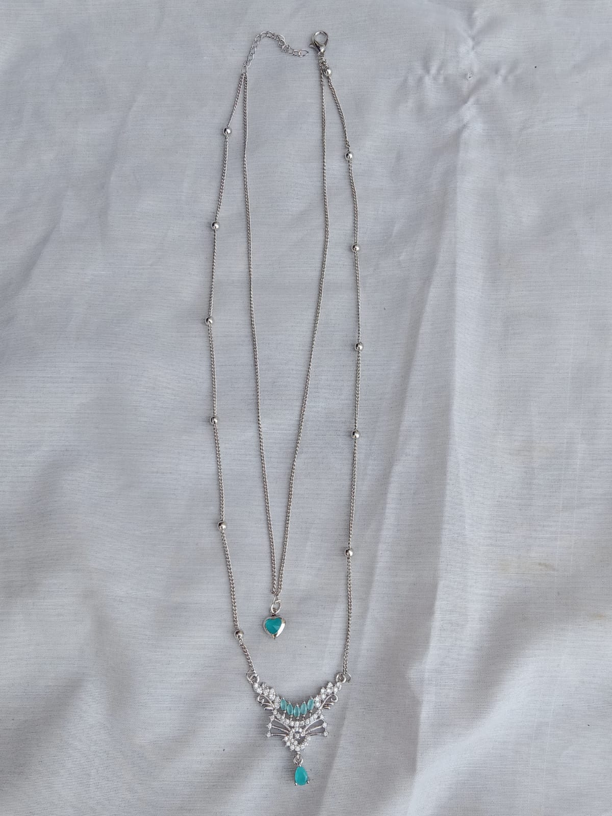 Blue Heart Pendant Dual-Layer Necklace with these beautiful earings in just Rs.1599