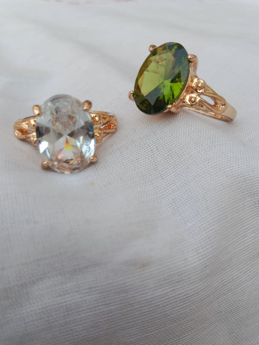 Classic Oval Solitaire Ring in Green Stone/red/diamond/black/blue/cyan