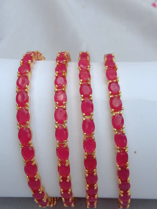 Red Stone Bangles – Classic Bridal Elegance