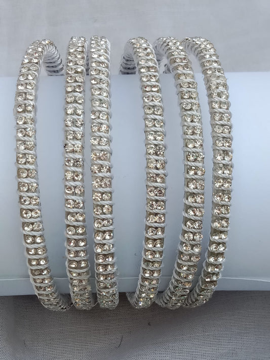 Elegant White Stone-Studded Wide Kada 6/4 and 2 are available