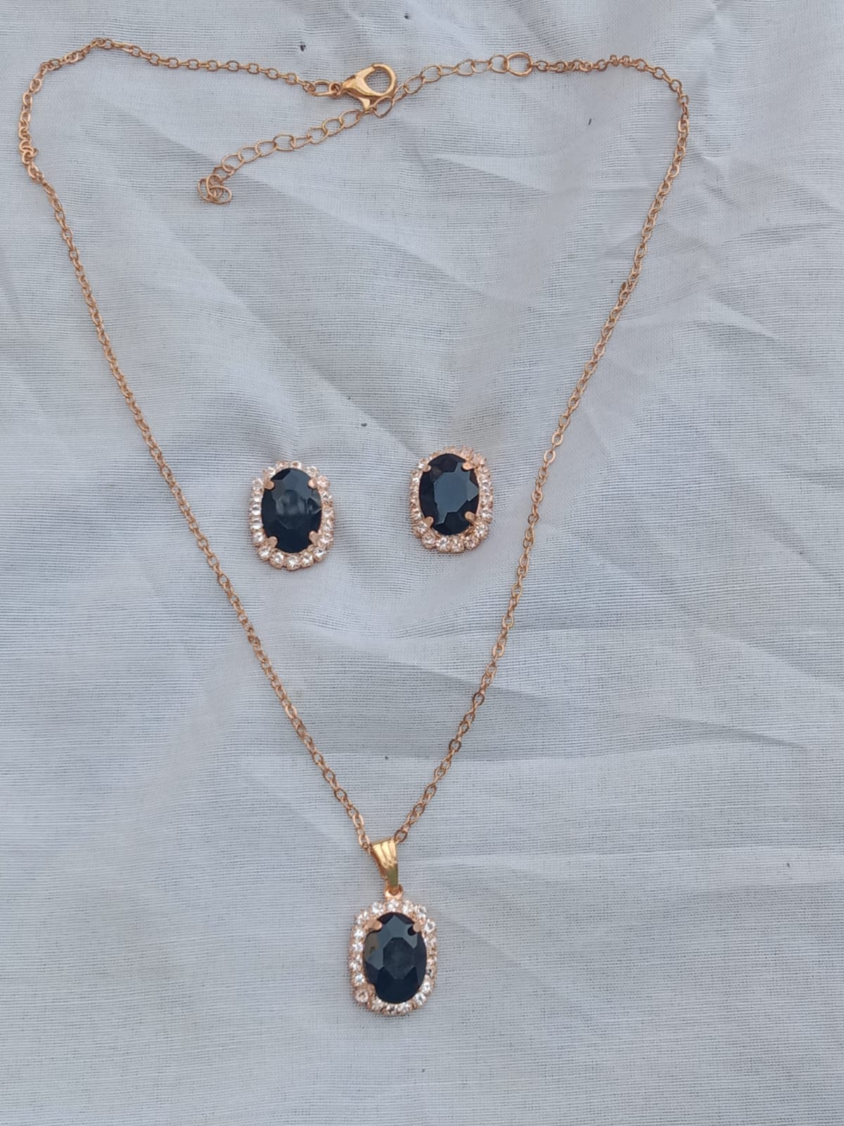Classic Black Stone Pendant Set and an elegant stone ring