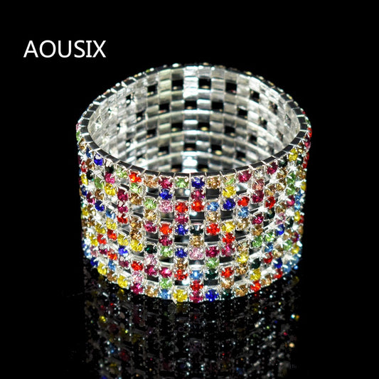 2 piece of Multicolored Crystal Grid Bangle Set