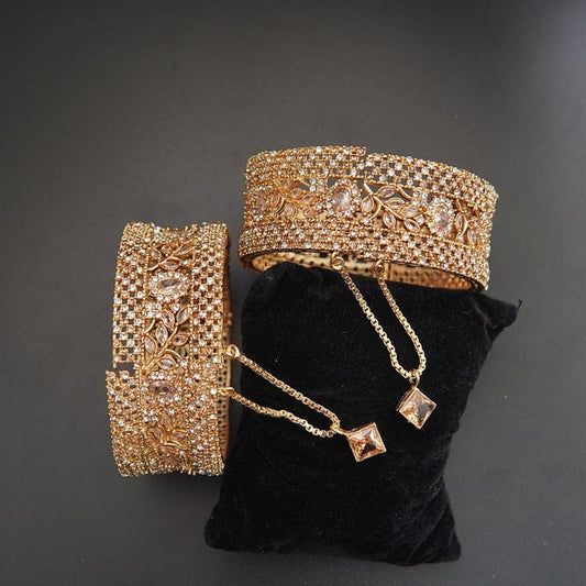 Golden Mirror Work Kada Bangles