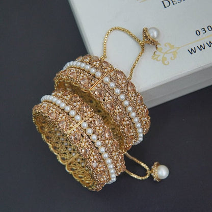Golden Mirror Work Kada Bangles