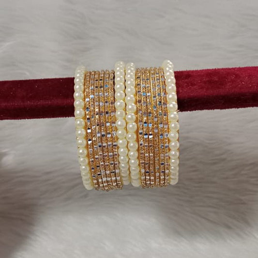 2-in-1 pair of Antique Red &amp; Gold Threadwork Bangle Set