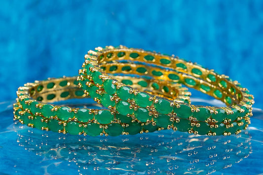 Traditional green Beaded Bangle Set of 4 piece