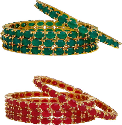 Traditional green Beaded Bangle Set of 4 piece