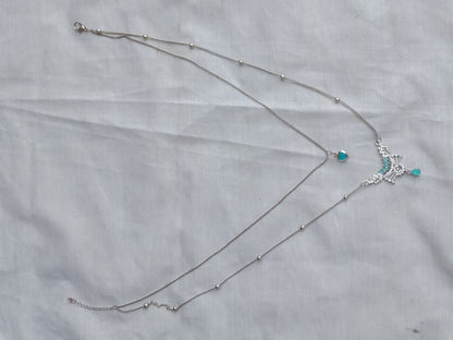 Blue Heart Pendant Dual-Layer Necklace with these beautiful earings in just Rs.1599