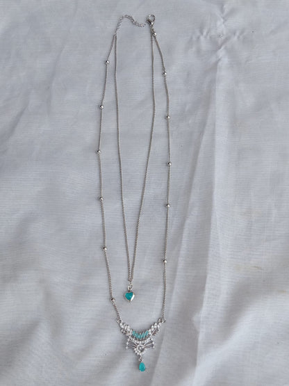 Blue Heart Pendant Dual-Layer Necklace with these beautiful earings in just Rs.1599