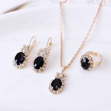 Classic Black Stone Pendant Set and an elegant stone ring